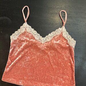 Forever 21 Pink Velvet Lace-Trim Cami